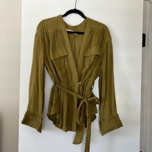 We The Free Boho light gauzy tie olive jacket